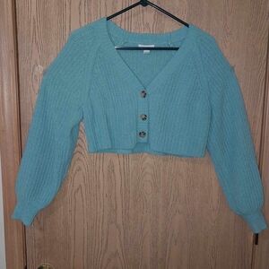 Full Tilt Blue Cropped Cardigan Sweater
